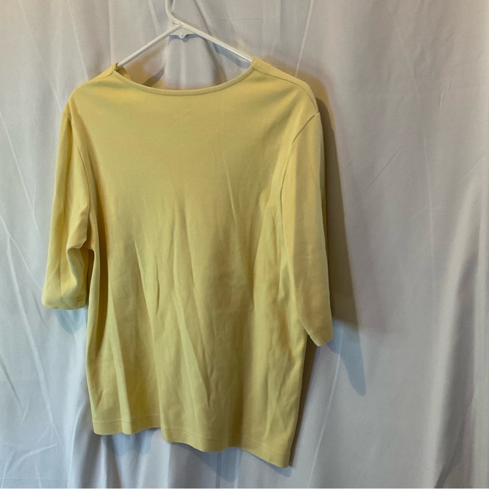 Blair women’s scallop neck pale yellow tshirt w/elbow length sleeves size medium - Picture 4 of 8